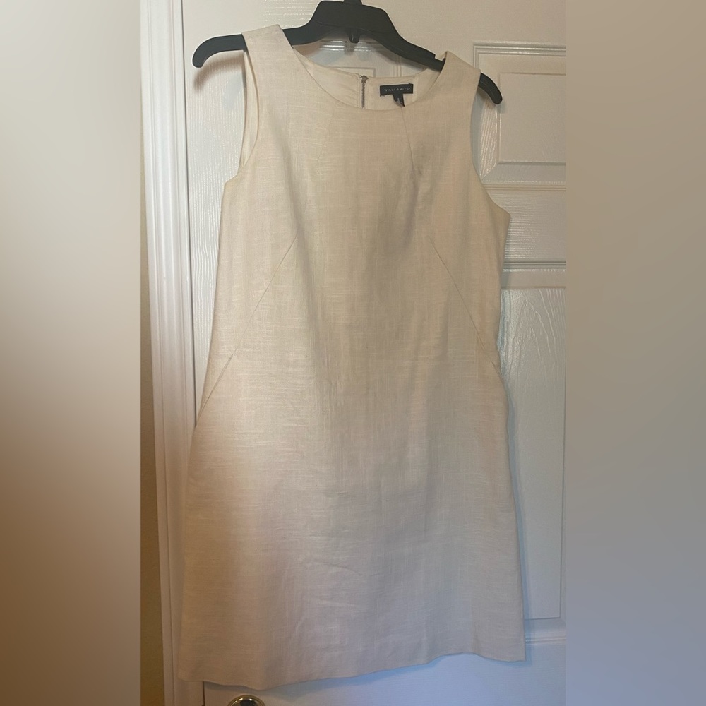 Cream linen shift dress